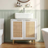 Bathroom Vanity Cabinet with U-Shaped Cut-Out 2 Rattan Doors and Shelf