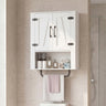 Bathroom Wall Cabinet with 2 Barn Doors and Towel Bar and 3-Tier Wooden Storage
