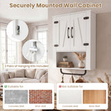 Bathroom Wall Cabinet with 2 Barn Doors and Towel Bar and 3-Tier Wooden Storage
