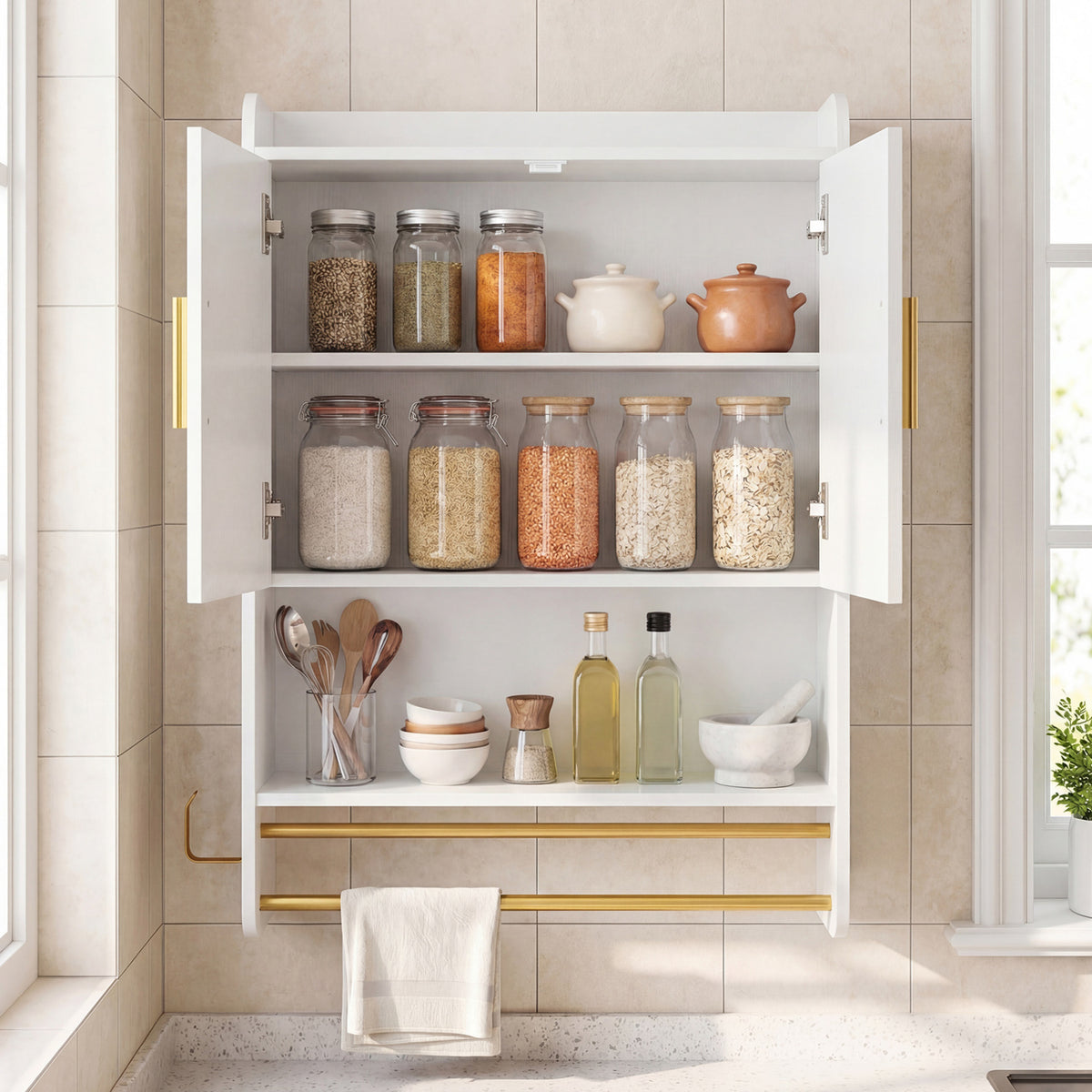 Bathroom Wall Cabinet Wall Mounted Medicine Cabinet with Towel Bars