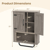 Bathroom Wall Cabinet with 2 Barn Doors and Towel Bar and 3-Tier Wooden Storage