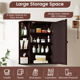 Bathroom Wall Cabinet with Mirror Door 4 Internal Adjustable Shelves and 6 Side Open Shelves-Brown