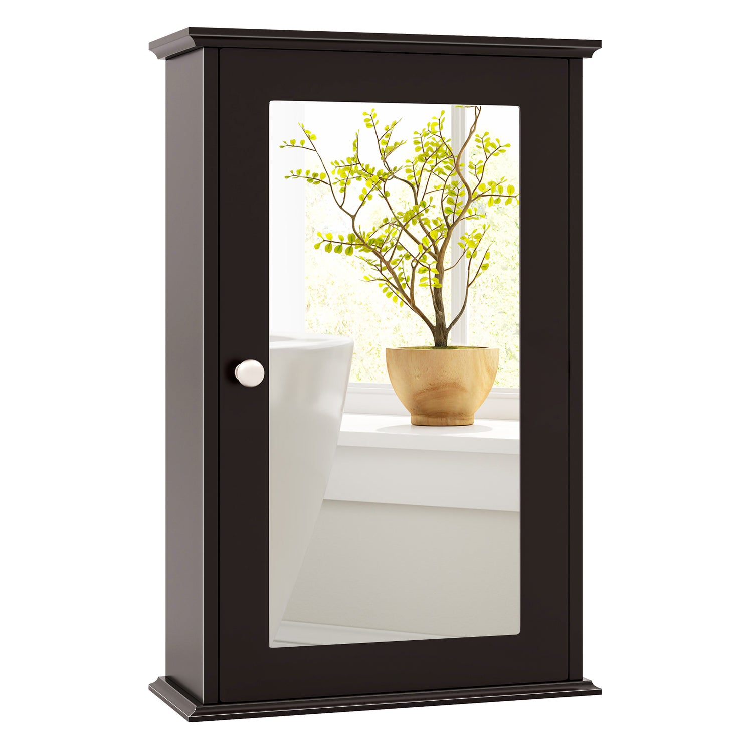Bathroom Wall Cabinet with Single Mirror Door