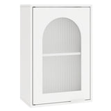 Bathroom Wall Cabinet with Tempered Glass Door and Adjustable Shelf-White