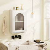 Bathroom Wall Cabinet with Tempered Glass Door and Adjustable Shelf-White