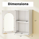 Bathroom Wall Cabinet with Tempered Glass Door and Adjustable Shelf-White