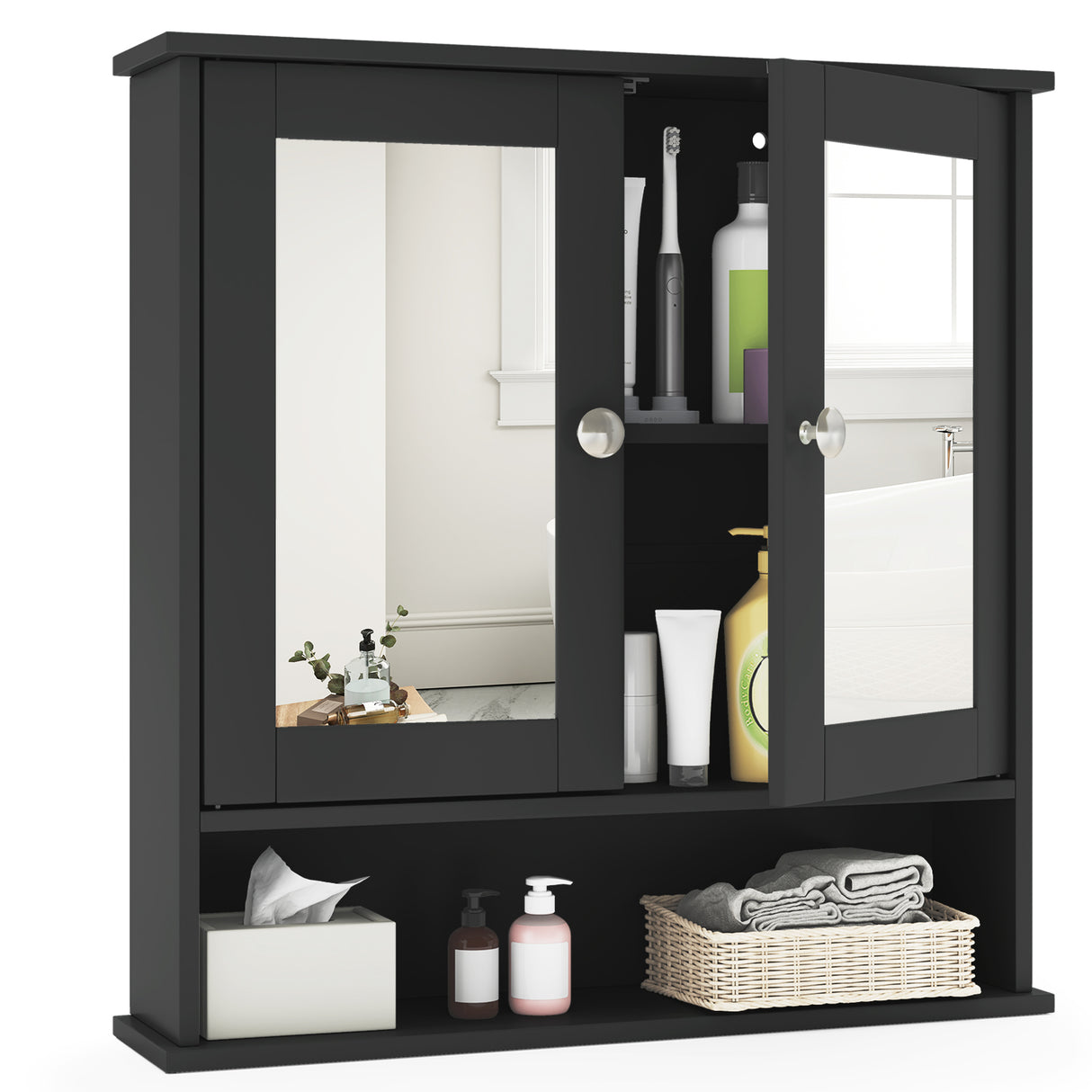 Bathroom Wall Mount Mirror Cabinet Organizer