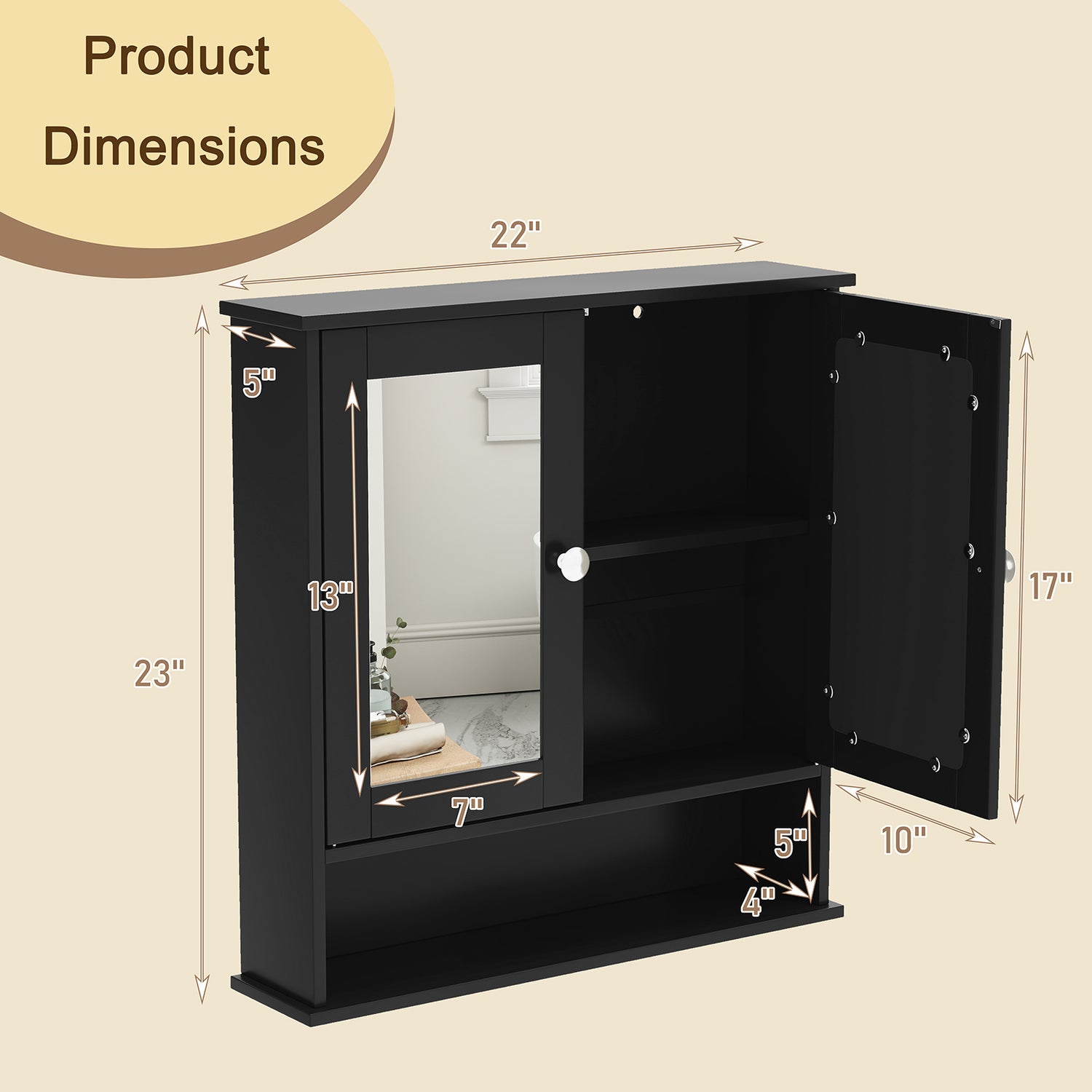 Bathroom Wall Mount Mirror Cabinet Organizer