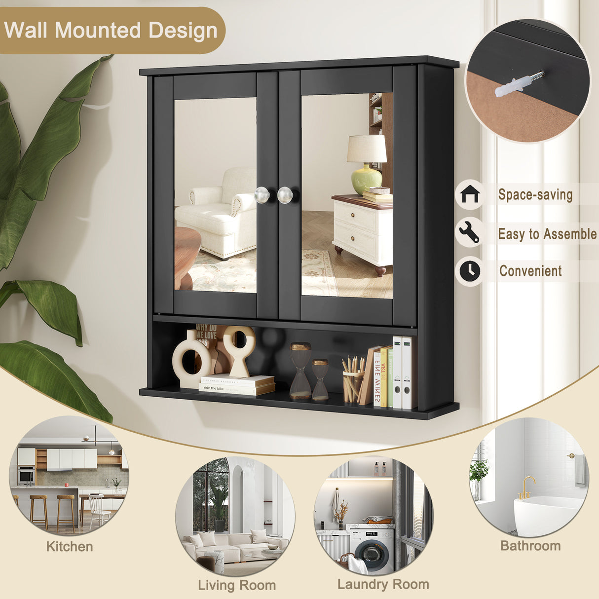 Bathroom Wall Mount Mirror Cabinet Organizer