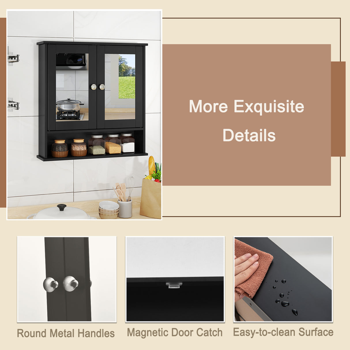 Bathroom Wall Mount Mirror Cabinet Organizer