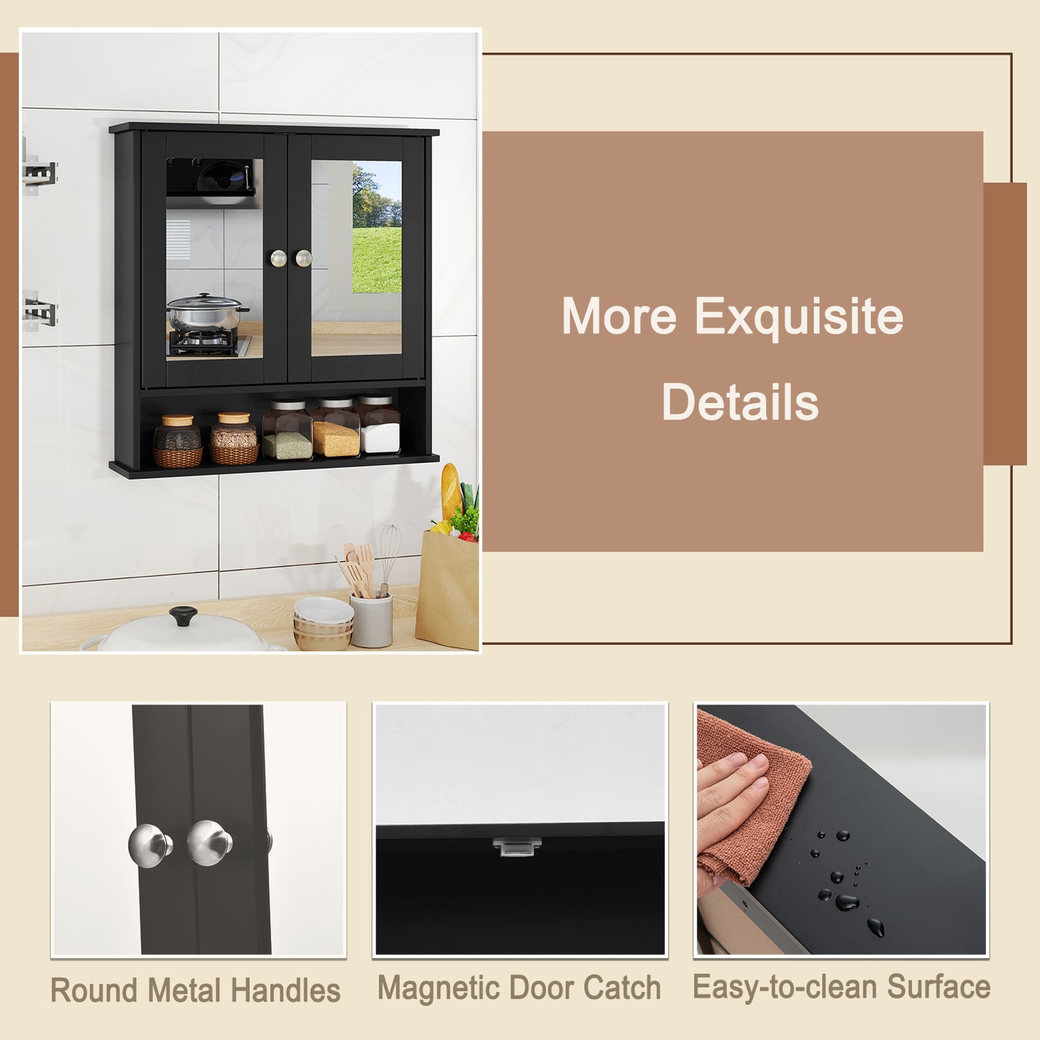 Bathroom Wall Mount Mirror Cabinet Organizer