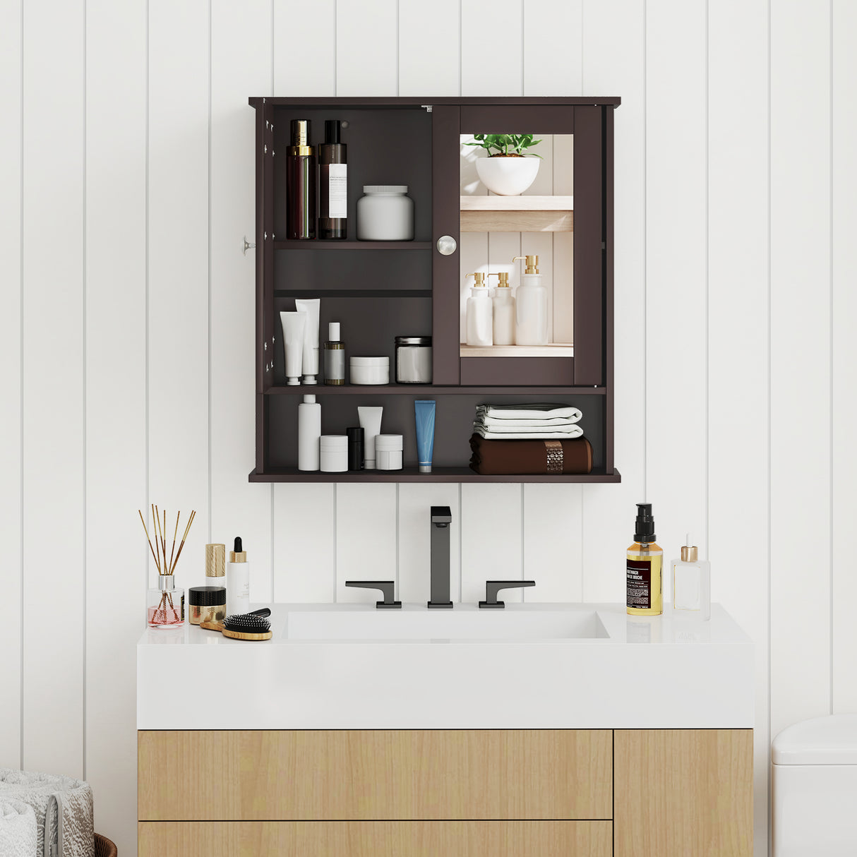 Bathroom Wall Mount Mirror Cabinet Organizer