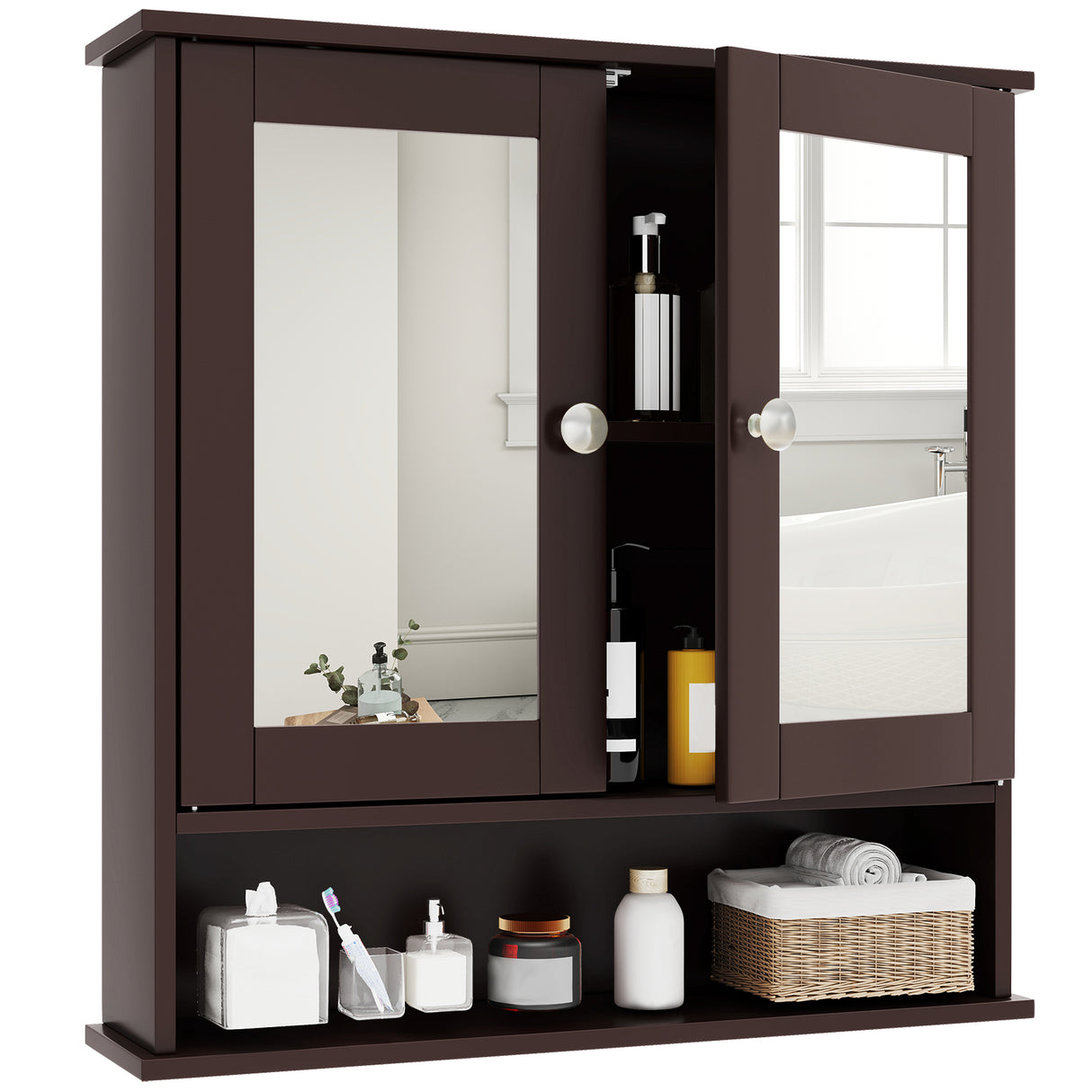 Bathroom Wall Mount Mirror Cabinet Organizer