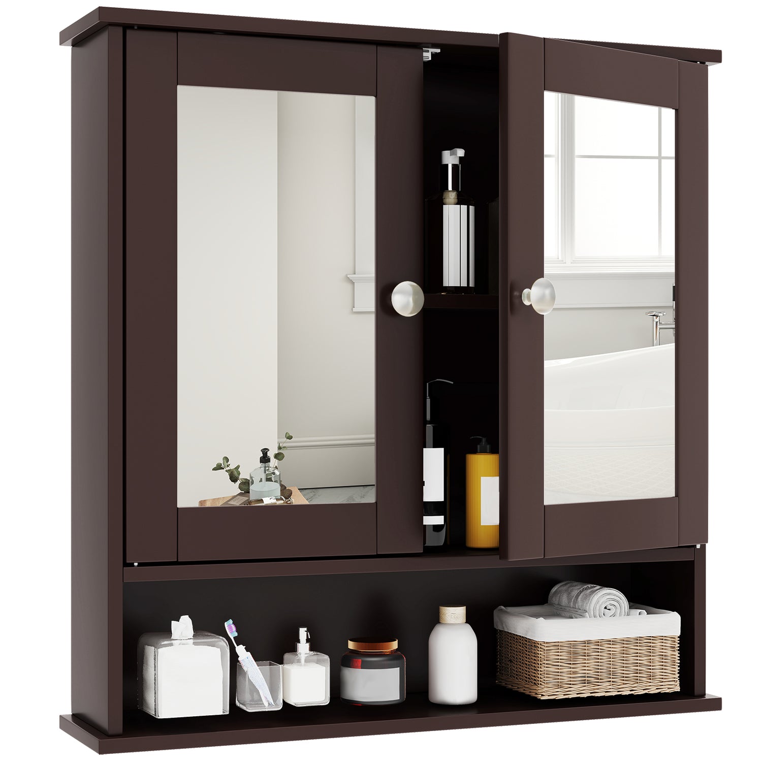 Bathroom Wall Mount Mirror Cabinet Organizer