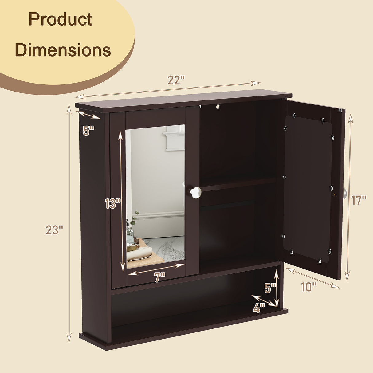 Bathroom Wall Mount Mirror Cabinet Organizer