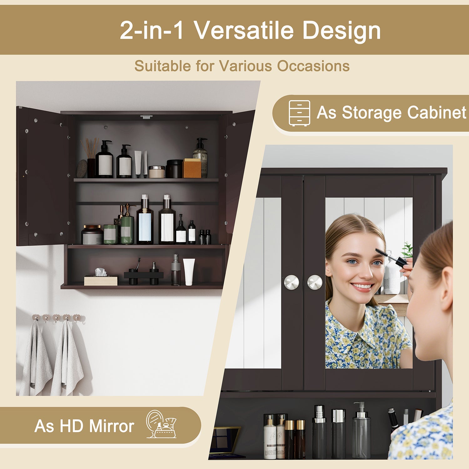 Bathroom Wall Mount Mirror Cabinet Organizer