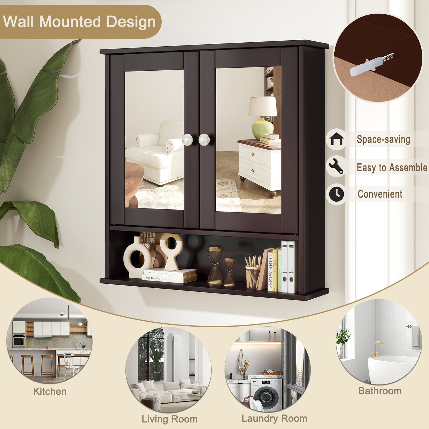 Bathroom Wall Mount Mirror Cabinet Organizer