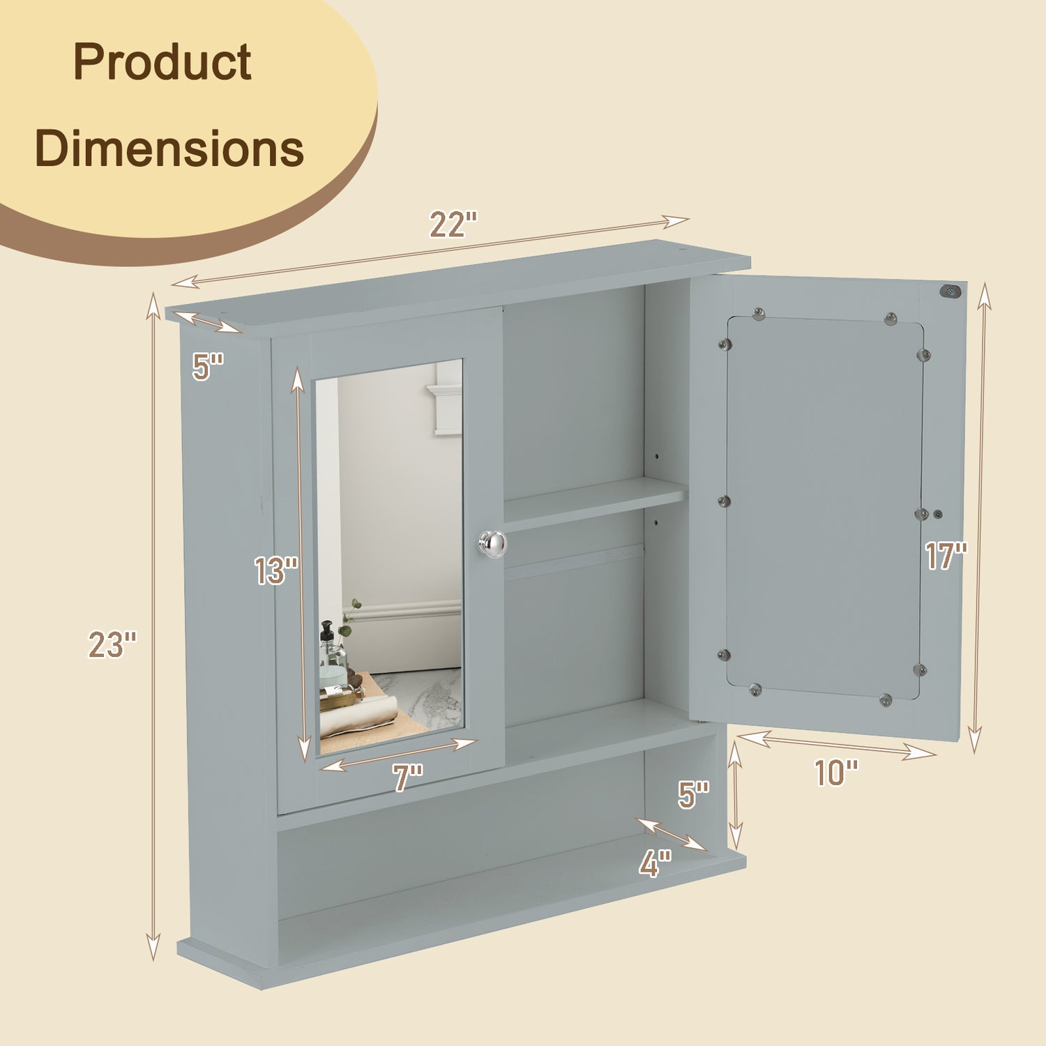 Bathroom Wall Mount Mirror Cabinet Organizer