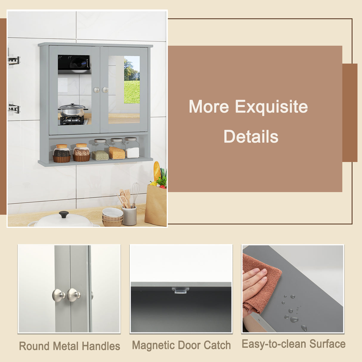 Bathroom Wall Mount Mirror Cabinet Organizer