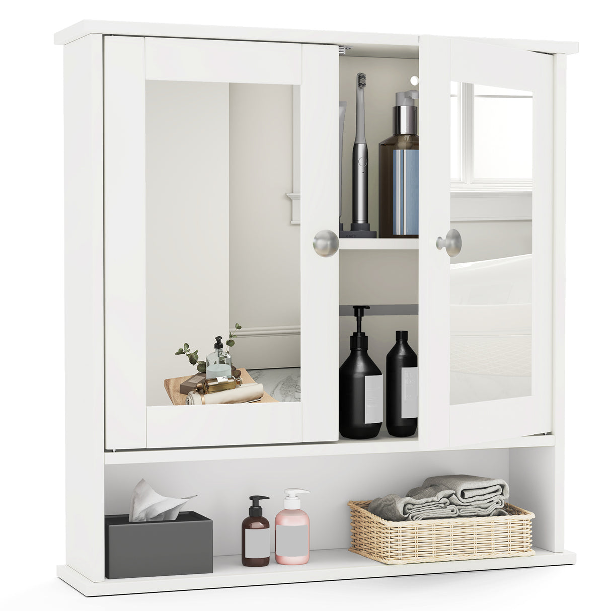 Bathroom Wall Mount Mirror Cabinet Organizer