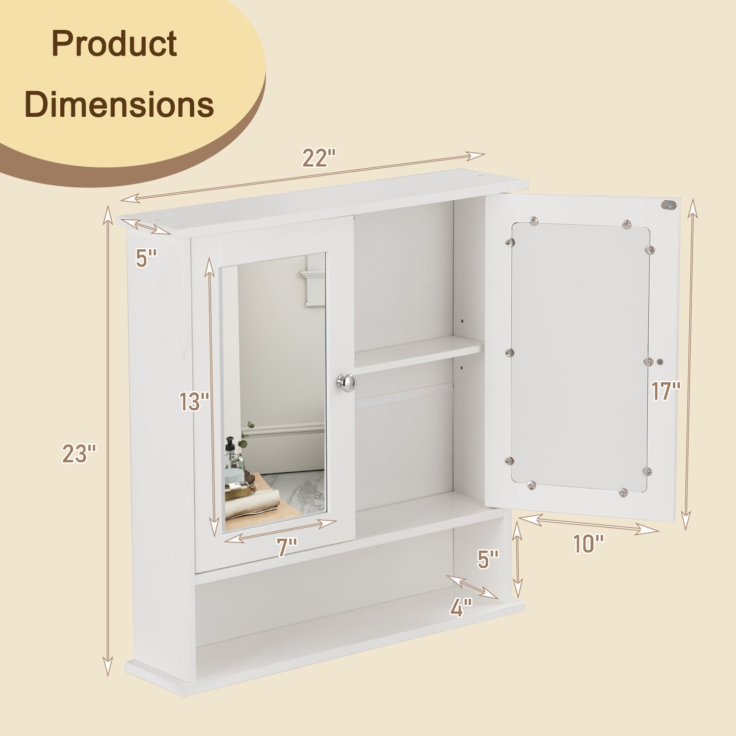 Bathroom Wall Mount Mirror Cabinet Organizer