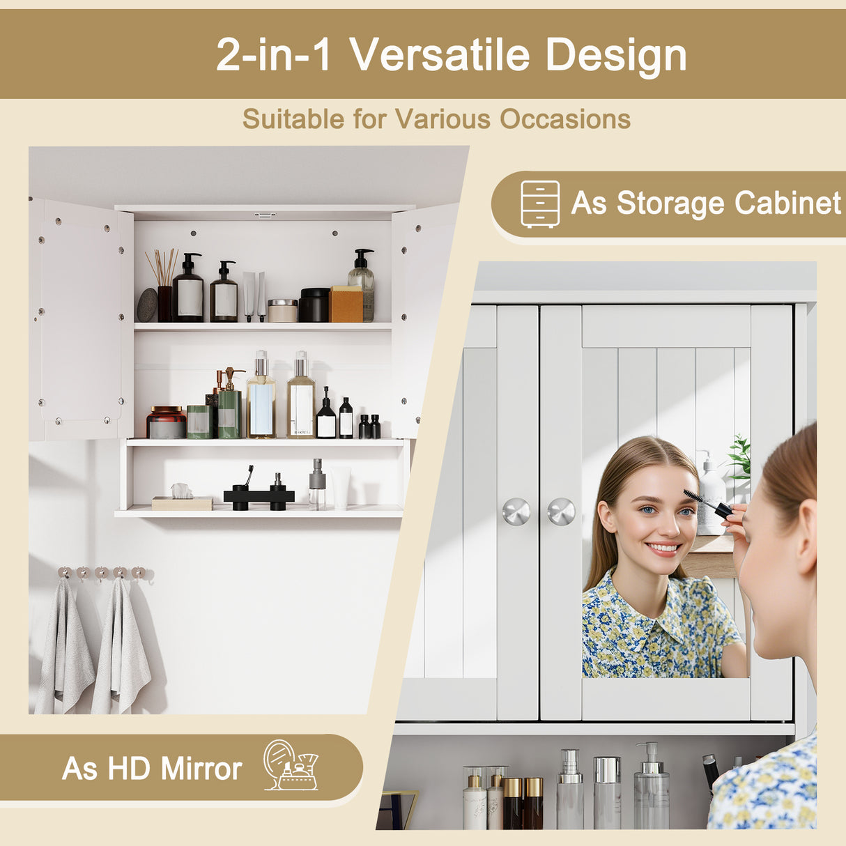 Bathroom Wall Mount Mirror Cabinet Organizer