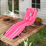 Beach Chaise Lounge Chair with Face Hole and Removable Pillow