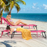 Beach Chaise Lounge Chair with Face Hole and Removable Pillow