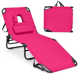 Beach Chaise Lounge Chair with Face Hole and Removable Pillow