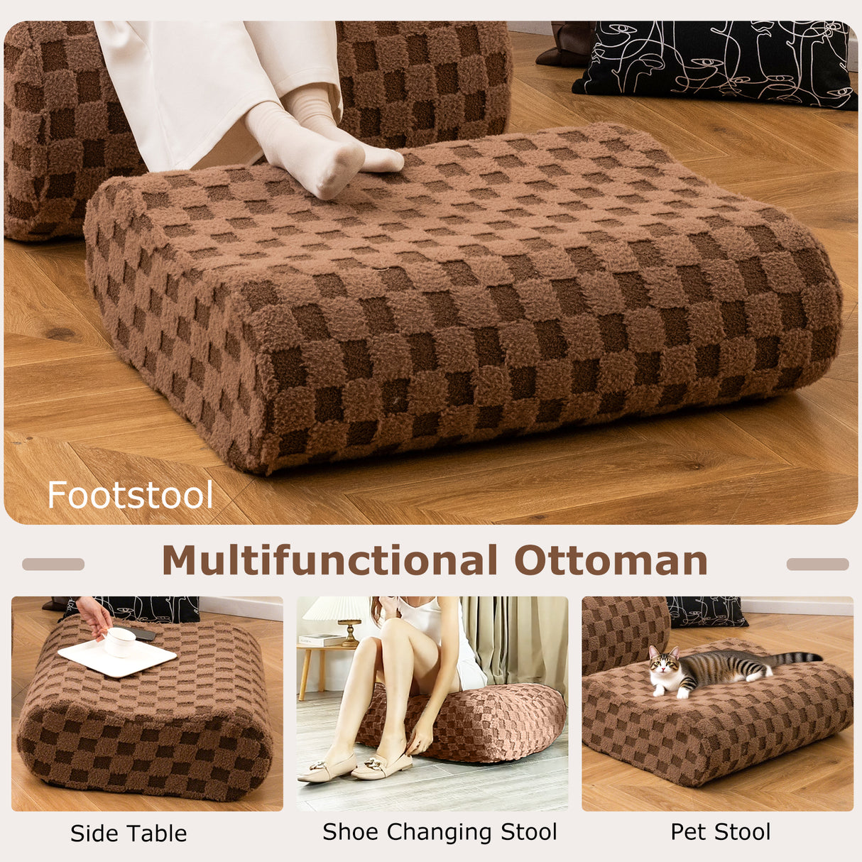 Bean Bag Chair with Ottoman and High Elasticity Sponge