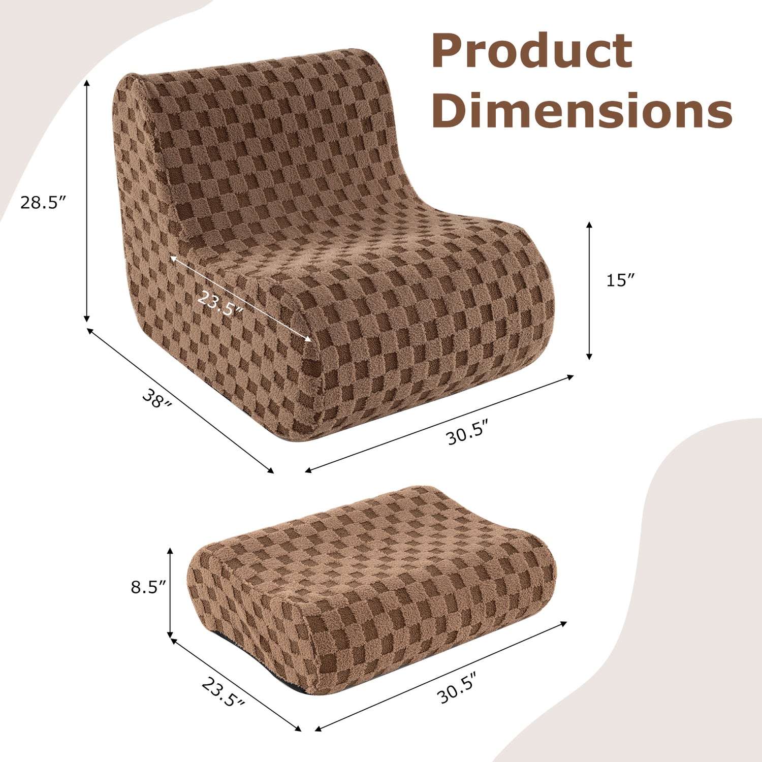 Bean Bag Chair with Ottoman and High Elasticity Sponge