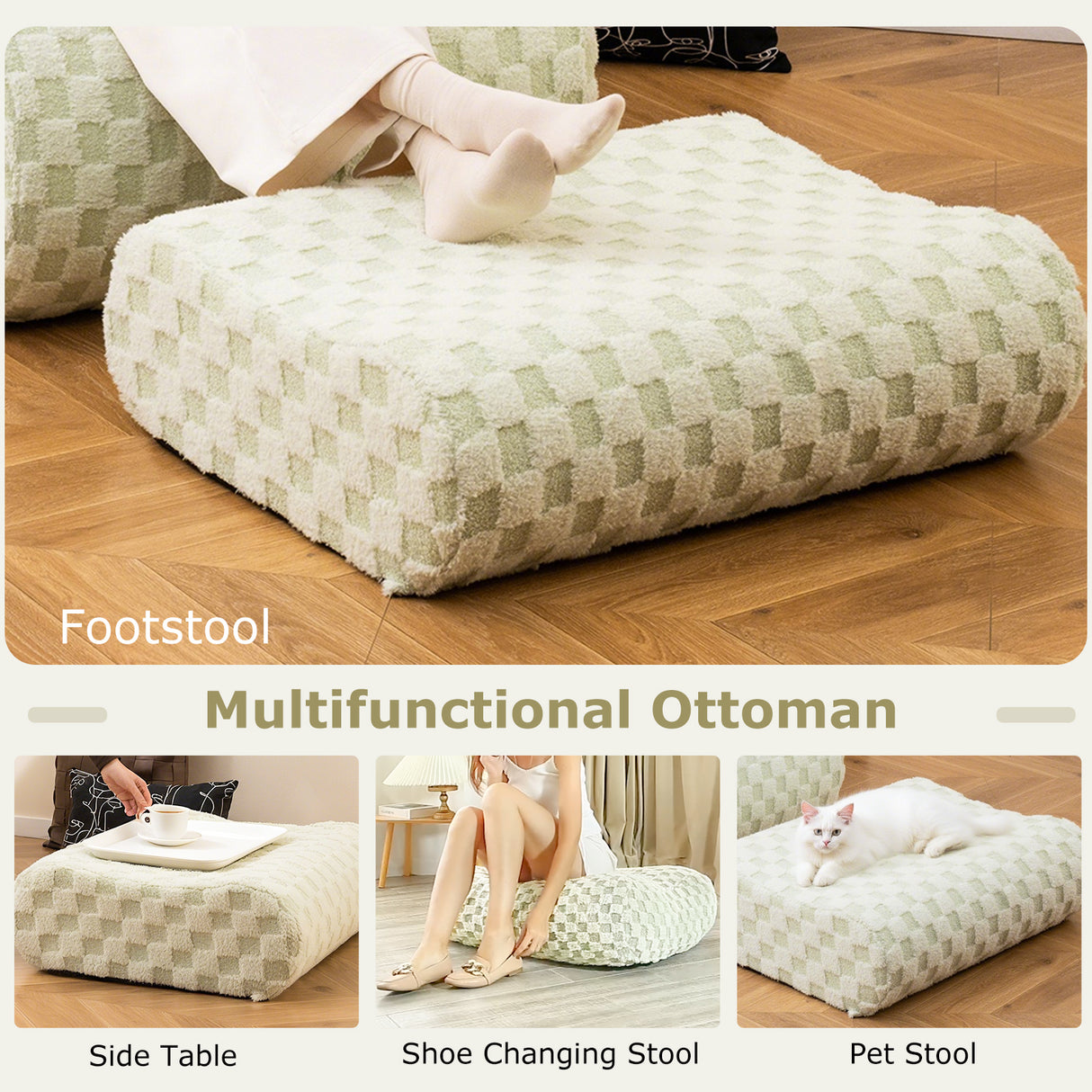 Bean Bag Chair with Ottoman and High Elasticity Sponge