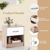 Bedside Table Nightstand with Drawer and Open Storage Shelf