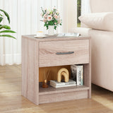 Bedside Table Nightstand with Drawer and Open Storage Shelf