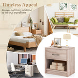Bedside Table Nightstand with Drawer and Open Storage Shelf