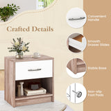 Bedside Table Nightstand with Drawer and Open Storage Shelf