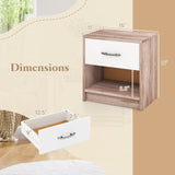 Bedside Table Nightstand with Drawer and Open Storage Shelf