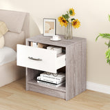 Bedside Table Nightstand with Drawer and Open Storage Shelf