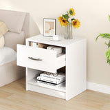 Bedside Table Nightstand with Drawer and Open Storage Shelf