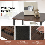 Bedside Table Set of 2 with Removable Fabric Drawers and Metal Frame-Walnut