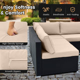 10 Piece Outdoor Wicker Conversation Set with Seat and Back Cushions