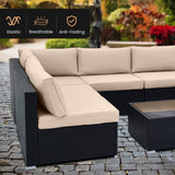 10 Piece Outdoor Wicker Conversation Set with Seat and Back Cushions