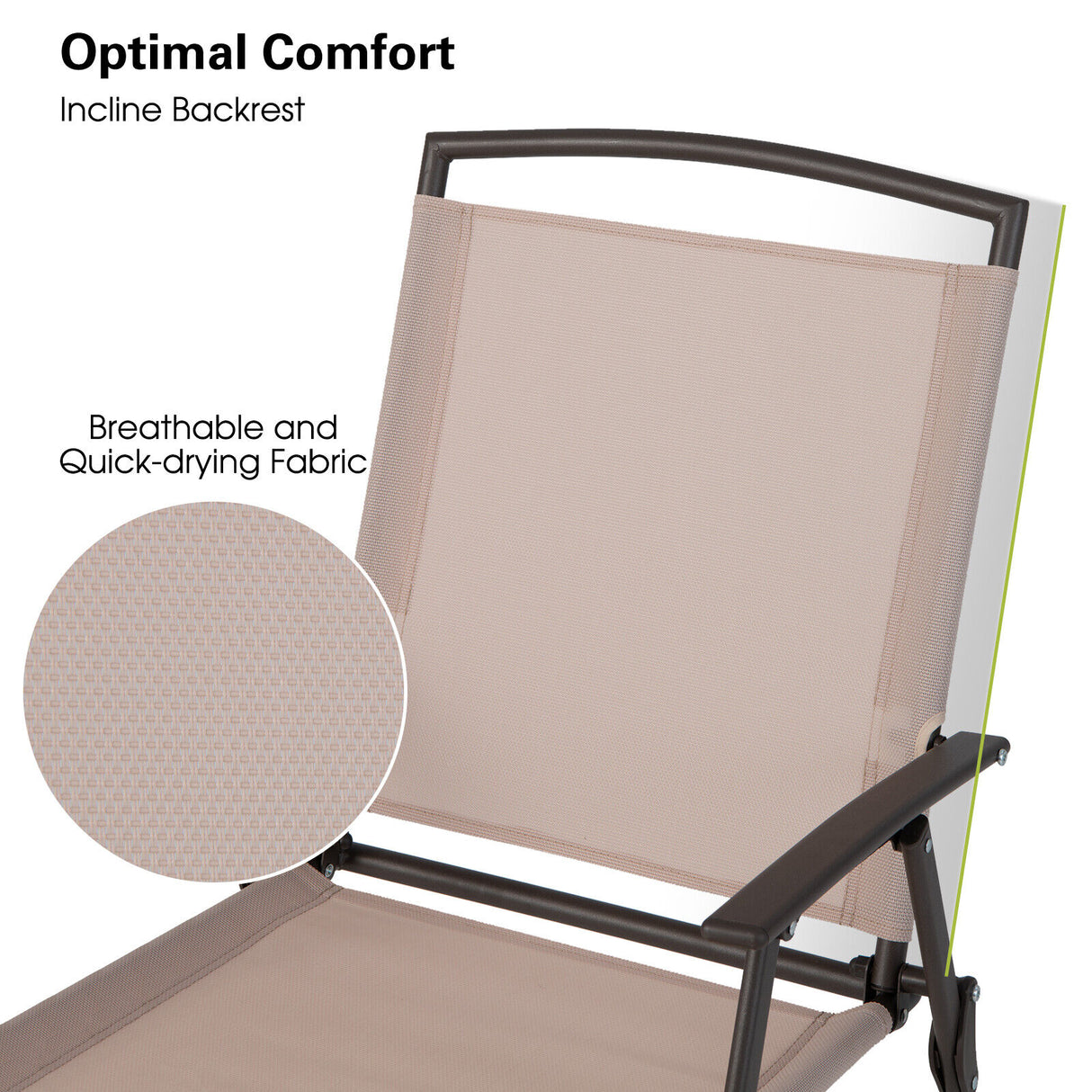 Set of 2 Patio Dining Chairs with Armrests and Rustproof Steel Frame-Beige