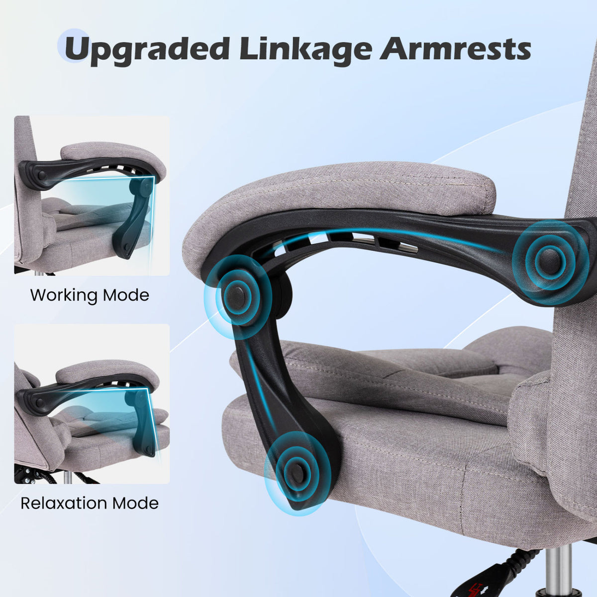 Big High Back Executive Chair with Linkage Armrests and Leather Padded Seat for Office