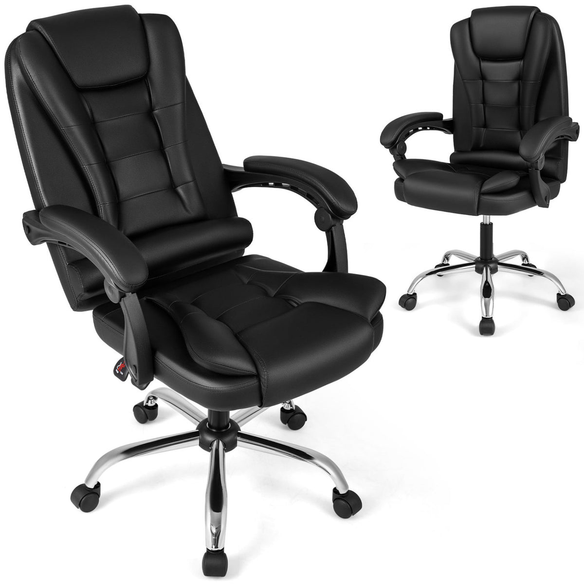 Big High Back Executive Chair with Linkage Armrests and Leather Padded Seat for Office