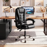 Big High Back Executive Chair with Linkage Armrests and Leather Padded Seat for Office