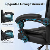 Big High Back Executive Chair with Linkage Armrests and Leather Padded Seat for Office