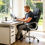 Big and Tall Adjustable High Back Leather Executive Computer Desk Chair