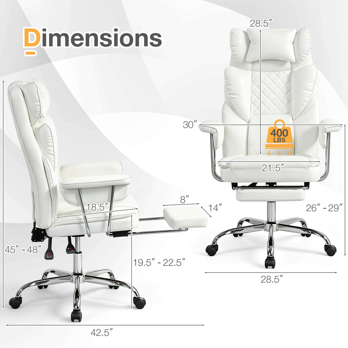 Big and Tall Executive Office Chair with Lumbar Support and Adjustable Seat