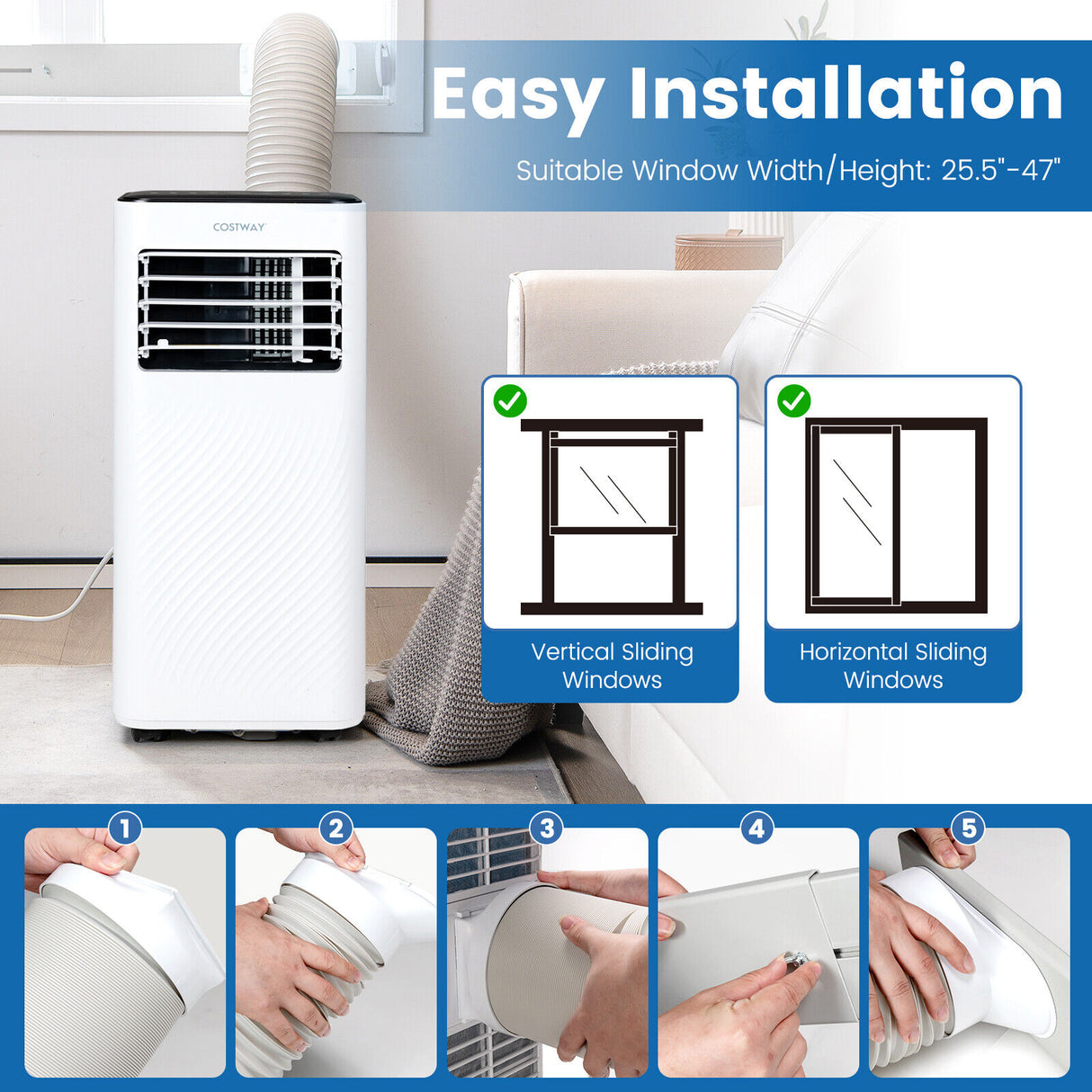 10000 BTU 4-in-1 Portable Air Conditioner with Dehumidifier and Sleep Mode